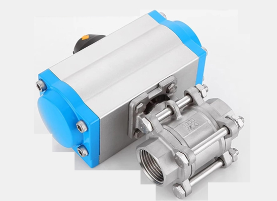 Three-piece pneumatic ball valve