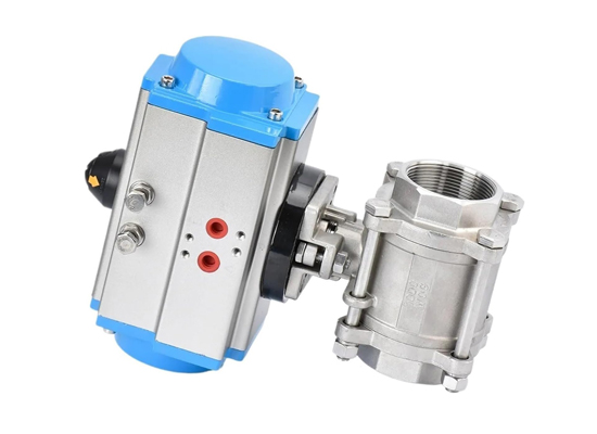 Three-piece pneumatic ball valve