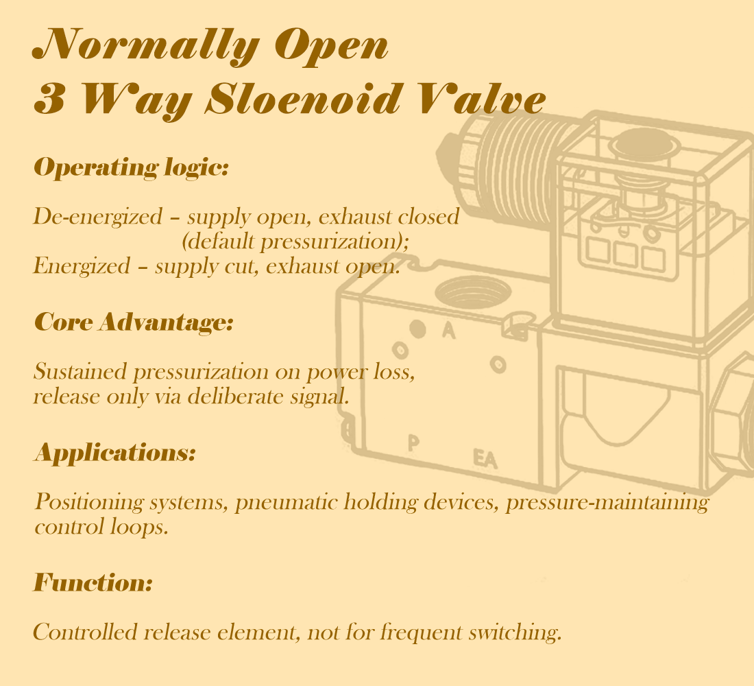 Supply and Exhaust Logic of Normally Open and Normally Closed 3-Way Solenoid Valves